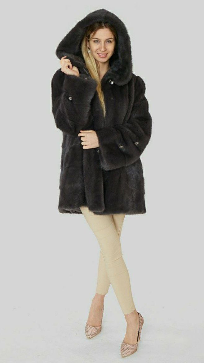Куртка Lady style из меха норки с капюшоном