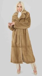 Френч maxi из меха норки Caramel в цельный пласт