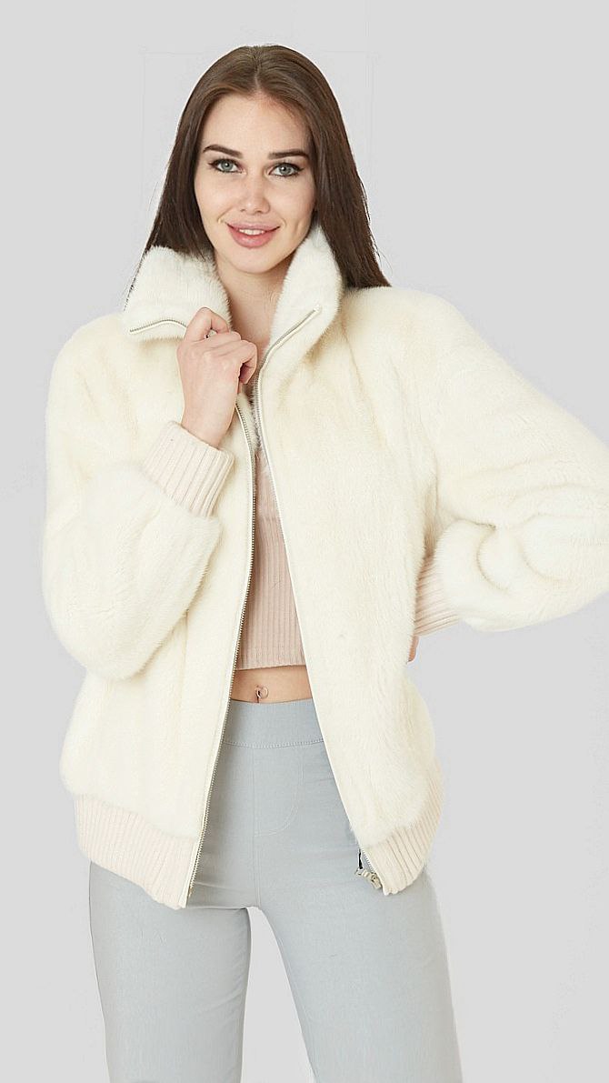 Бомбер из меха норки White