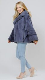 Полушубок из меха норки Coin с рукавом Dolman и английским воротником