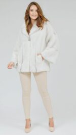 Полушубок из меха норки - крестовки Silver cross с рукавом Dolman и английским воротником