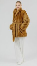 Полушубок из меха норки Gold с шалевым воротником