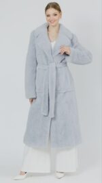 Полушубок из меха норки - крестовки Silver cross с V воротом