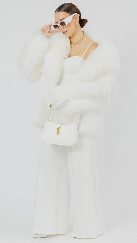 Полушубок из меха лисы Light Grey