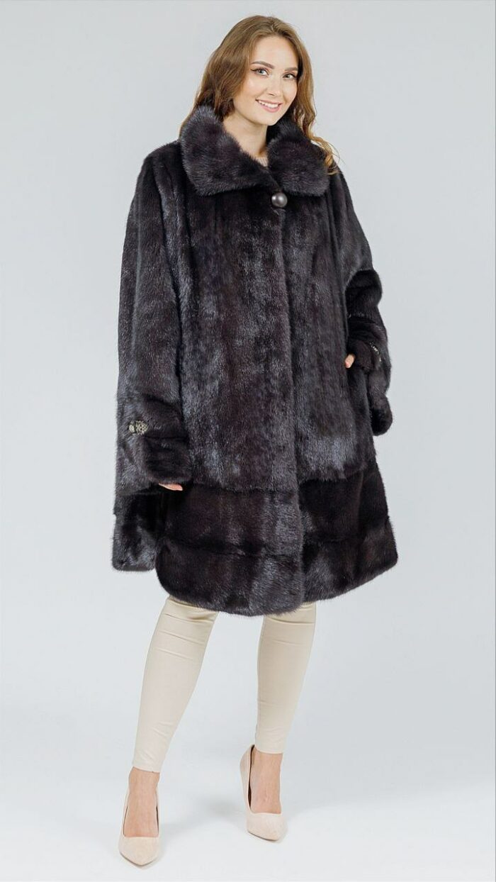 Шуба Azaly из меха норки Chocolate